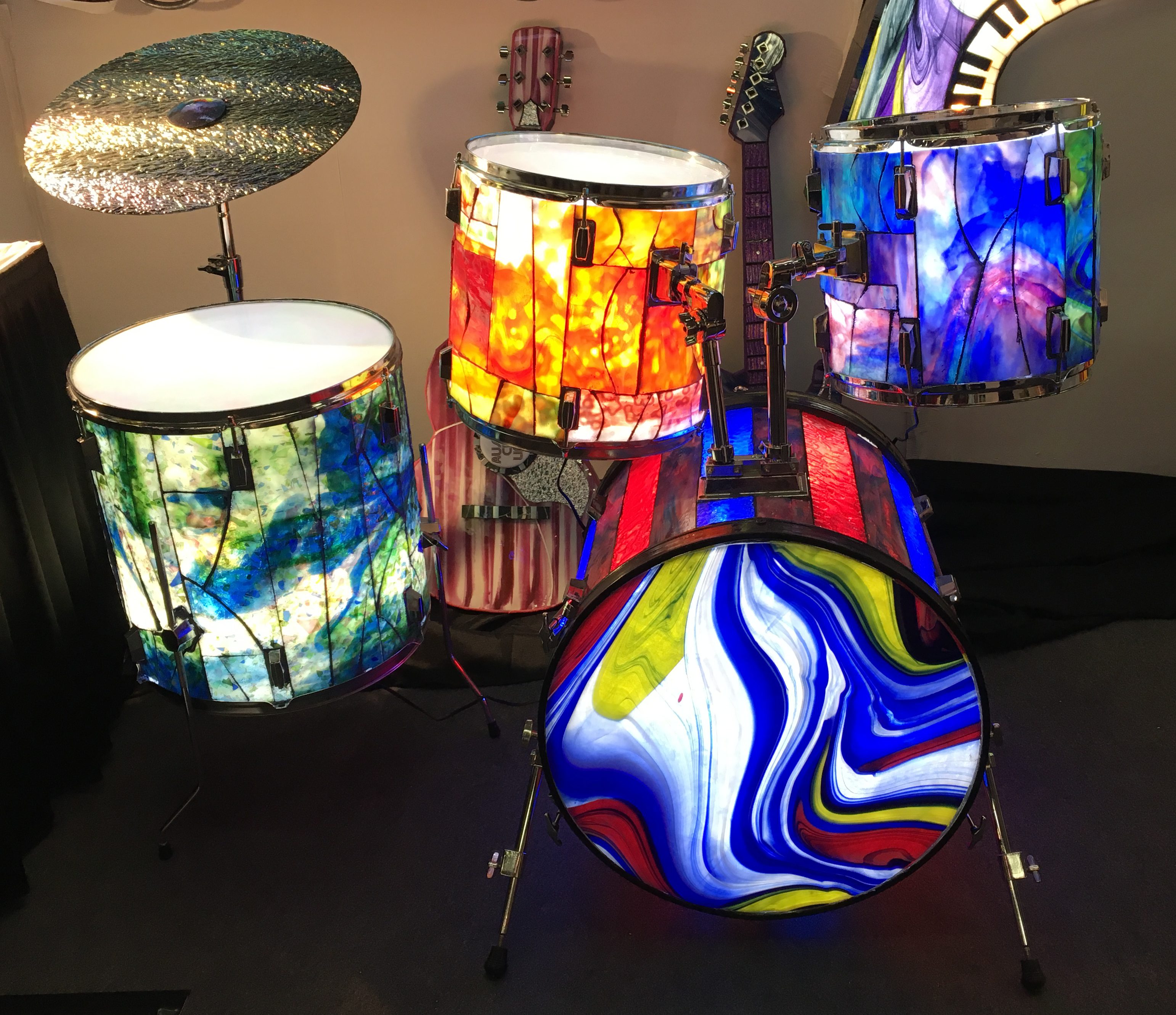 Illuminated Stained Glass Drumkit The Worley Gig