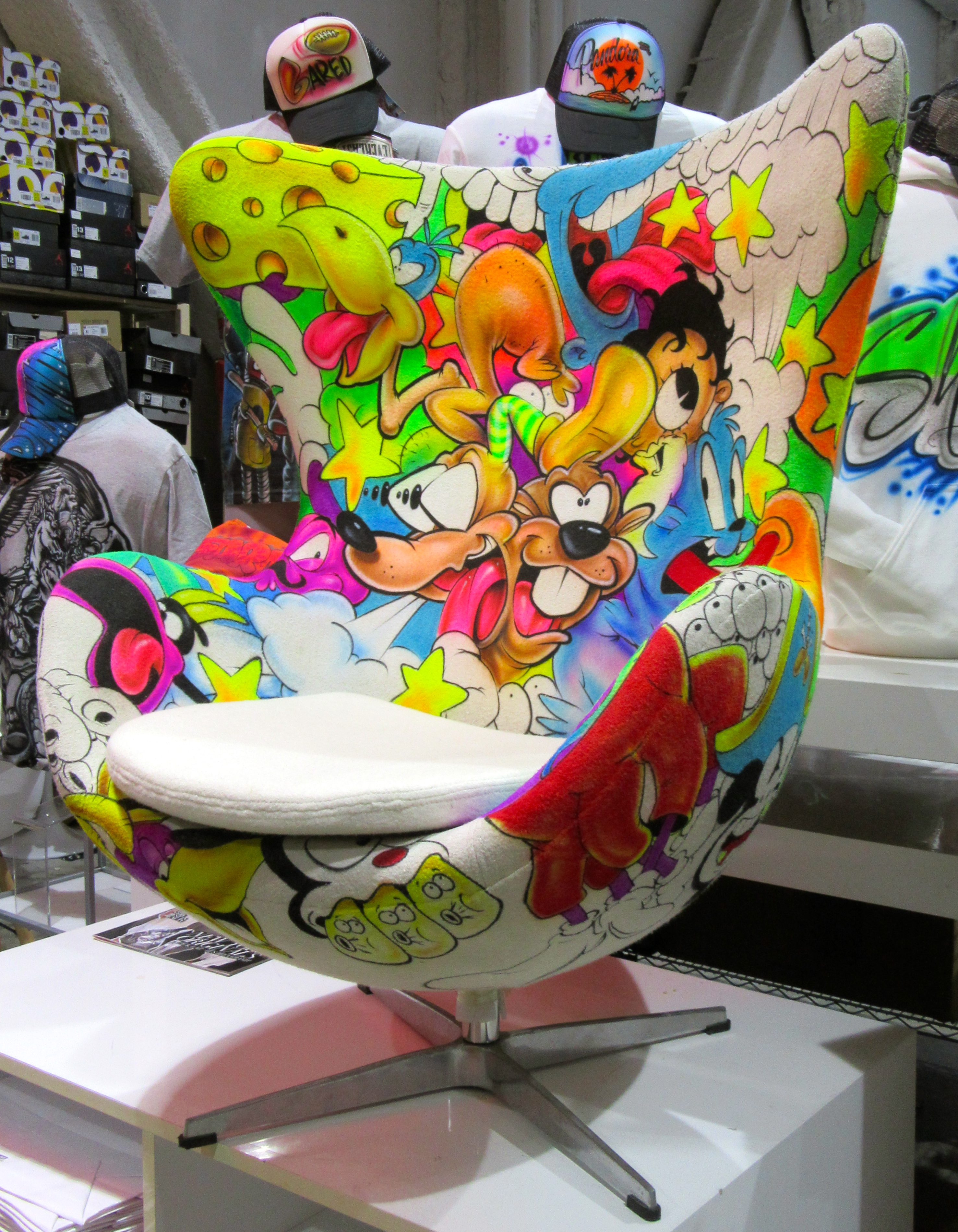 Cartoon Character Custom-Painted Midcentury Chair | WorleyGig.com